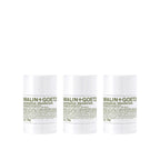Three white cylindrical deodorant sticks with green and black text on a plain white background. The visible brand text reads 'IMALIN+GOETZ'.