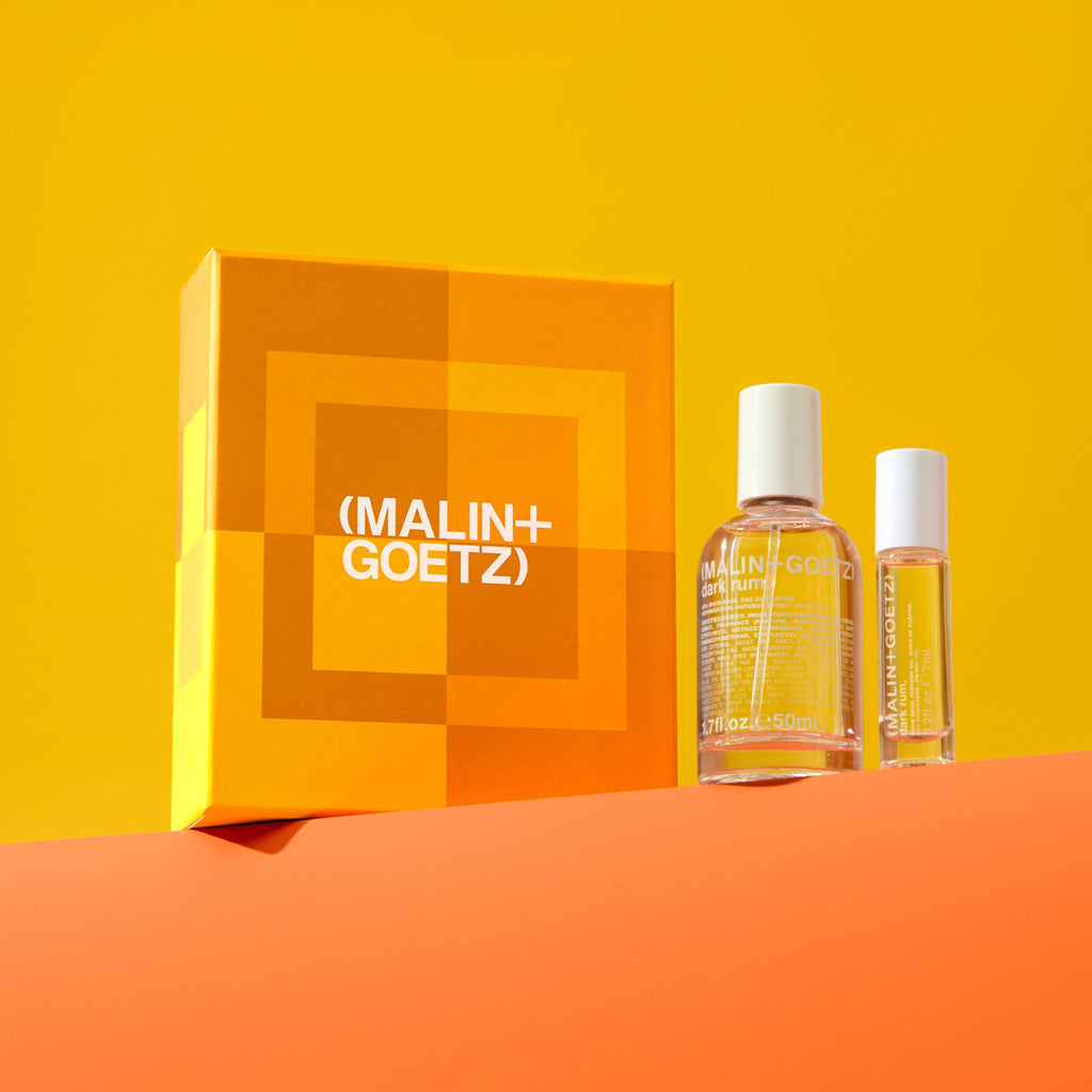 reflections of rum holiday set includes dark rum eau de parfum. 1.7 fl. oz.  / 50ml and dark rum perfume oil. 0.2 fl. oz. / 7ml
